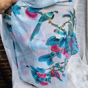Asian print bird scarf NEW‎